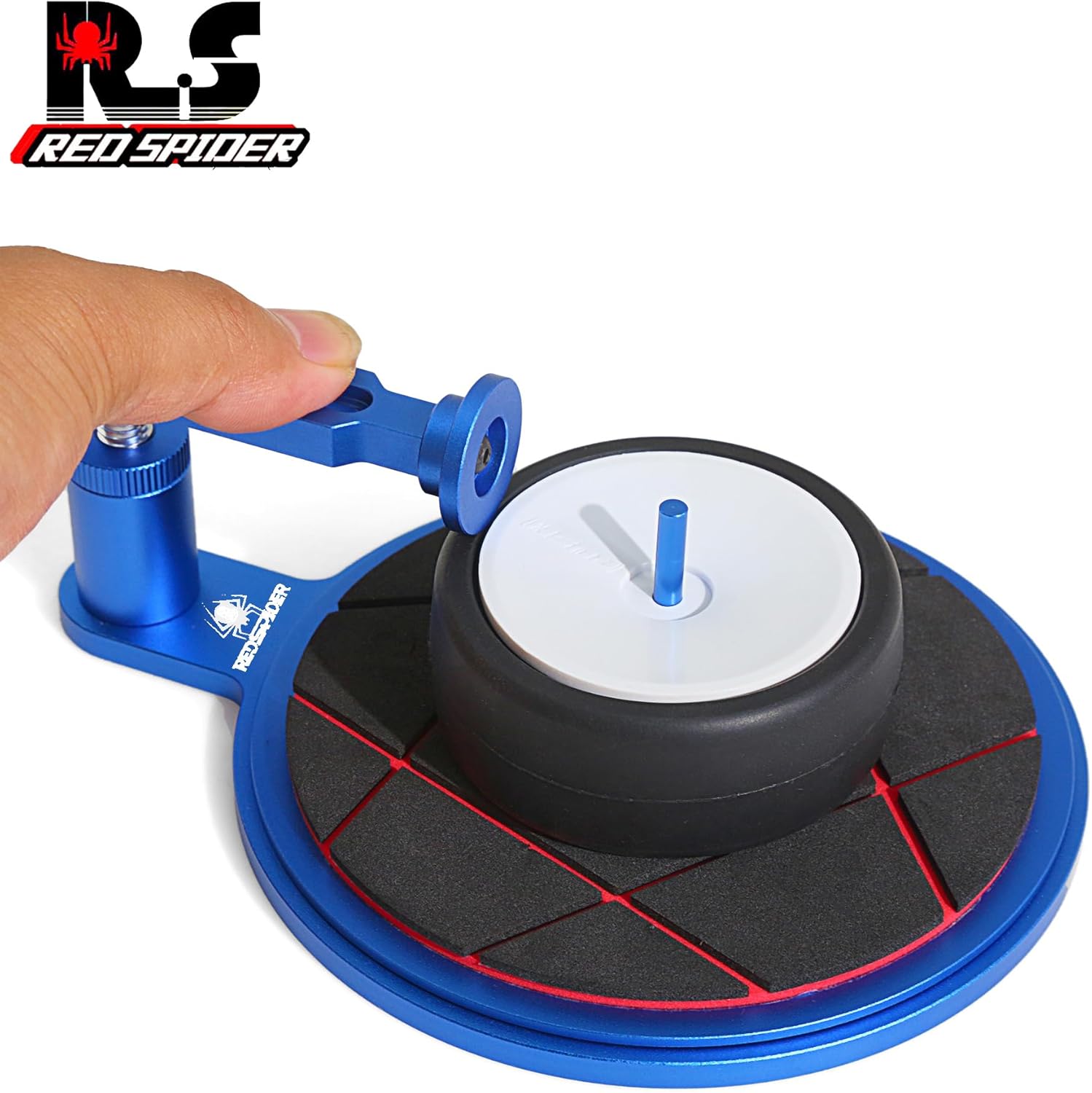 REDSPIDER Aluminum 1/8 1/10 RC Tire Gluing Tools RC semi-Automatic tire Gluer Fit for Including 40MM and Tires Below 40MM 1/8 1/10 On-Road/Off-Road/Drift Car（Blue）