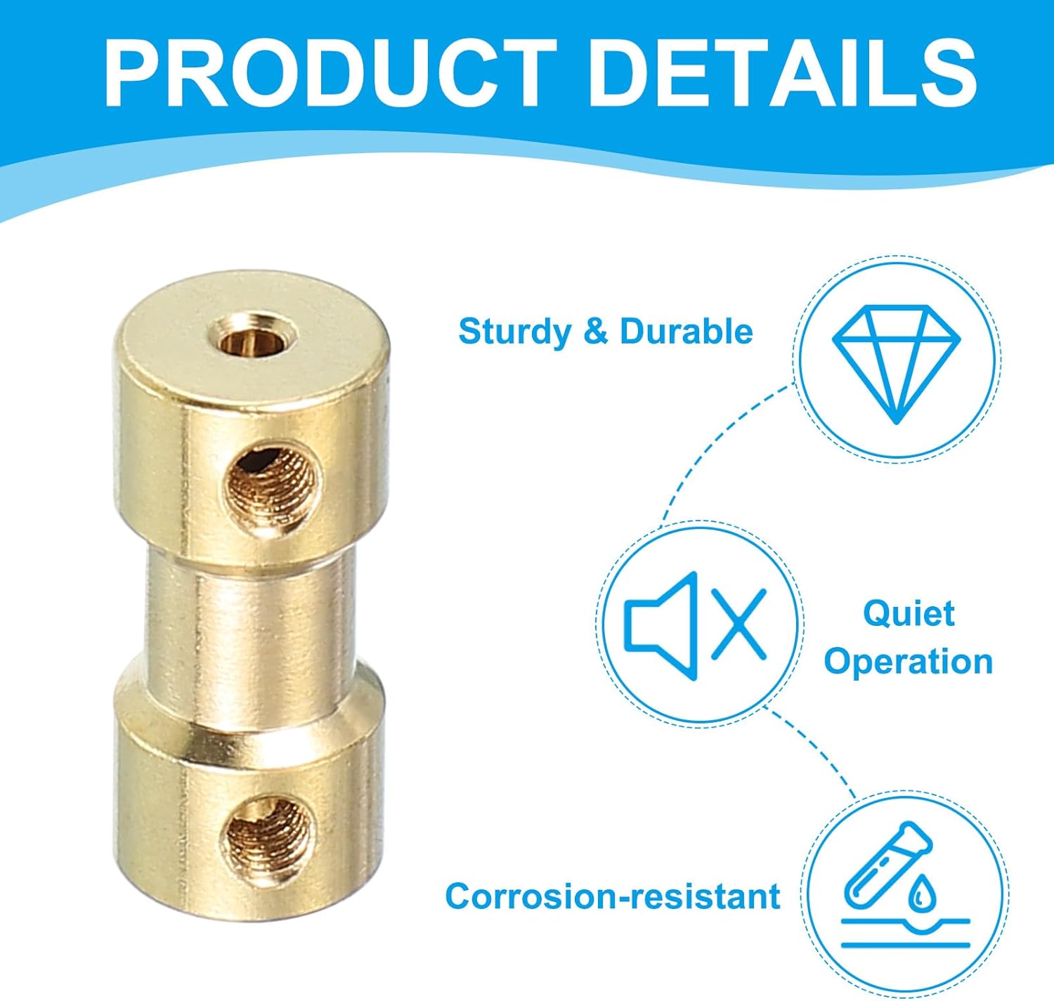 PATIKIL Brass Shaft Coupling Joint 2mm to 2mm, 8 Pcs Motor Shaft Coupler Extension Connector Rigid Sleeve Adapter Transmission Joint with Screws for RC Car Tires Shaft Motor
