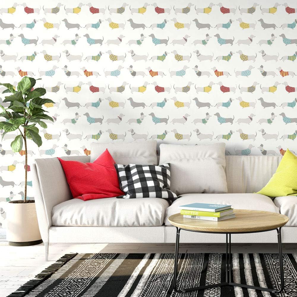 Catherine Lansfield Silly Sausage Dogs Wall Paper Multi