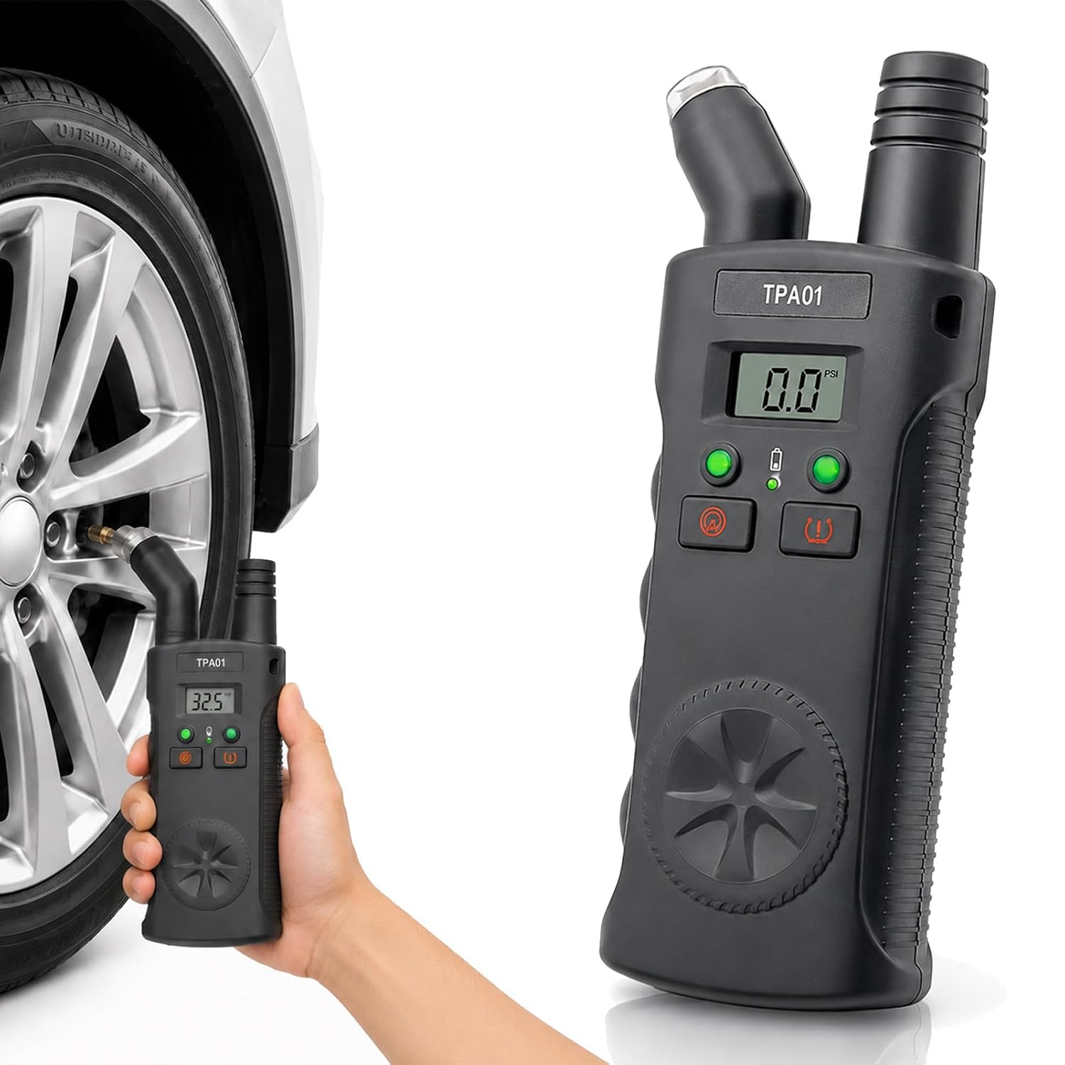 Digital Tpms Reset Gauge Tool, 2 in 1 Tire Pressure Monitoring Sensor Activation Tool, Reset Sensors, Read Pressure, Suitable for A Wide Range of Scenarios (1PCS-No Battery)