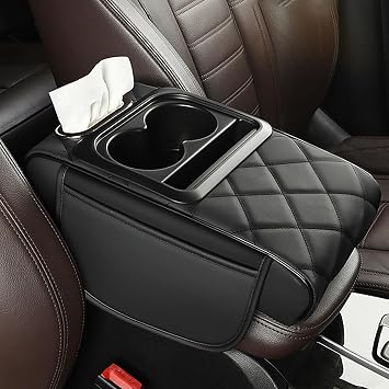 Car Center Console Cover for MG 5 SW EV/MG 4 EH32 MG5 SW/MG4, Car Armrest Cover Cushion with 2 Storage Bags, Armrest Seat Box Pad Non-Slip Car Armrest Storage Box,A Black