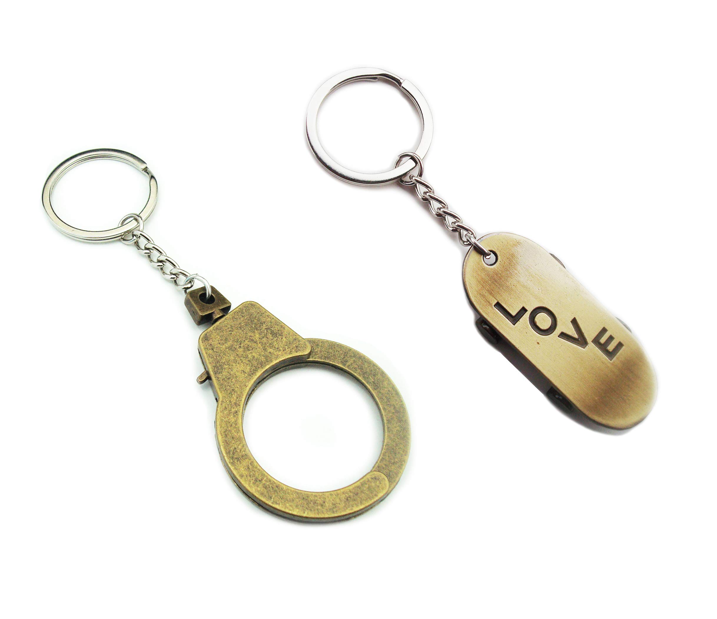 DanulandMetal Punk Handcuffs and Scooter Car Key Chains Purse Bag Pendant for Couple Keyring,Lover Jewelry Birthday Gifts Pendant for Friendship Sister Friends Family,Pack of 2