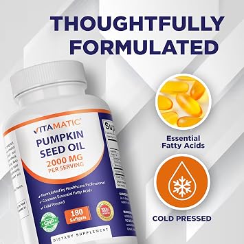 Vitamatic Pumpkin Seed Oil 2000 mg per Serving, 180 Softgels