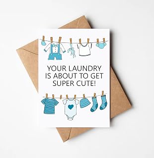 Your Laundry Is About To Get Super Cute! Card - Baby Shower Card - Baby Boy Congratulations Card For New Parents - Congrats Pregnancy Card - New Baby Greeting Card - Expecting Card