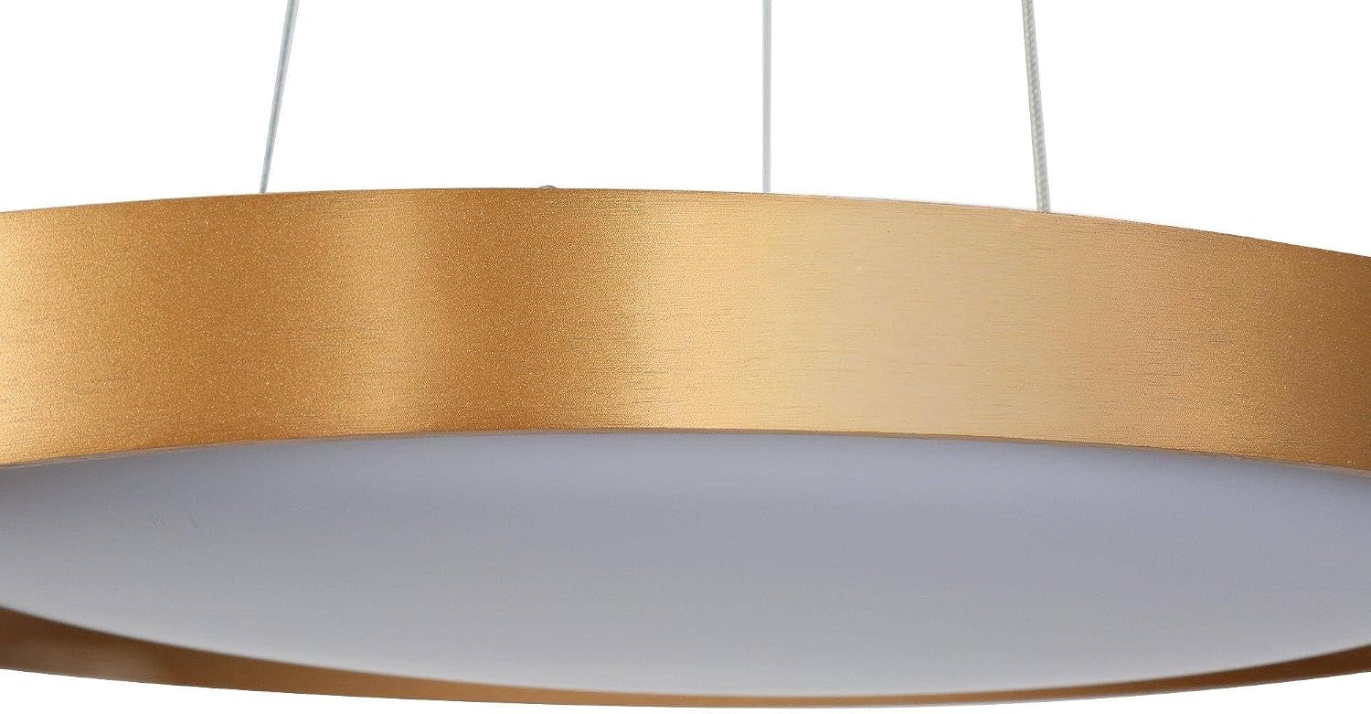 KSANA Gold LED Chandelier, Modern 1-Light LED Pendant Light, Adjustable Round Hanging Fixture for Kitchen Dining Room Bedroom, 1650 Lumens, 3000K Warm White Light