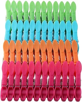 48Pcs Colorful Plastic Clothespins,Heavy Duty Laundry Clothespins,Mini Air-Drying Clothing Clips Set,Small Colored Clothes Pegs for Towel Food Package