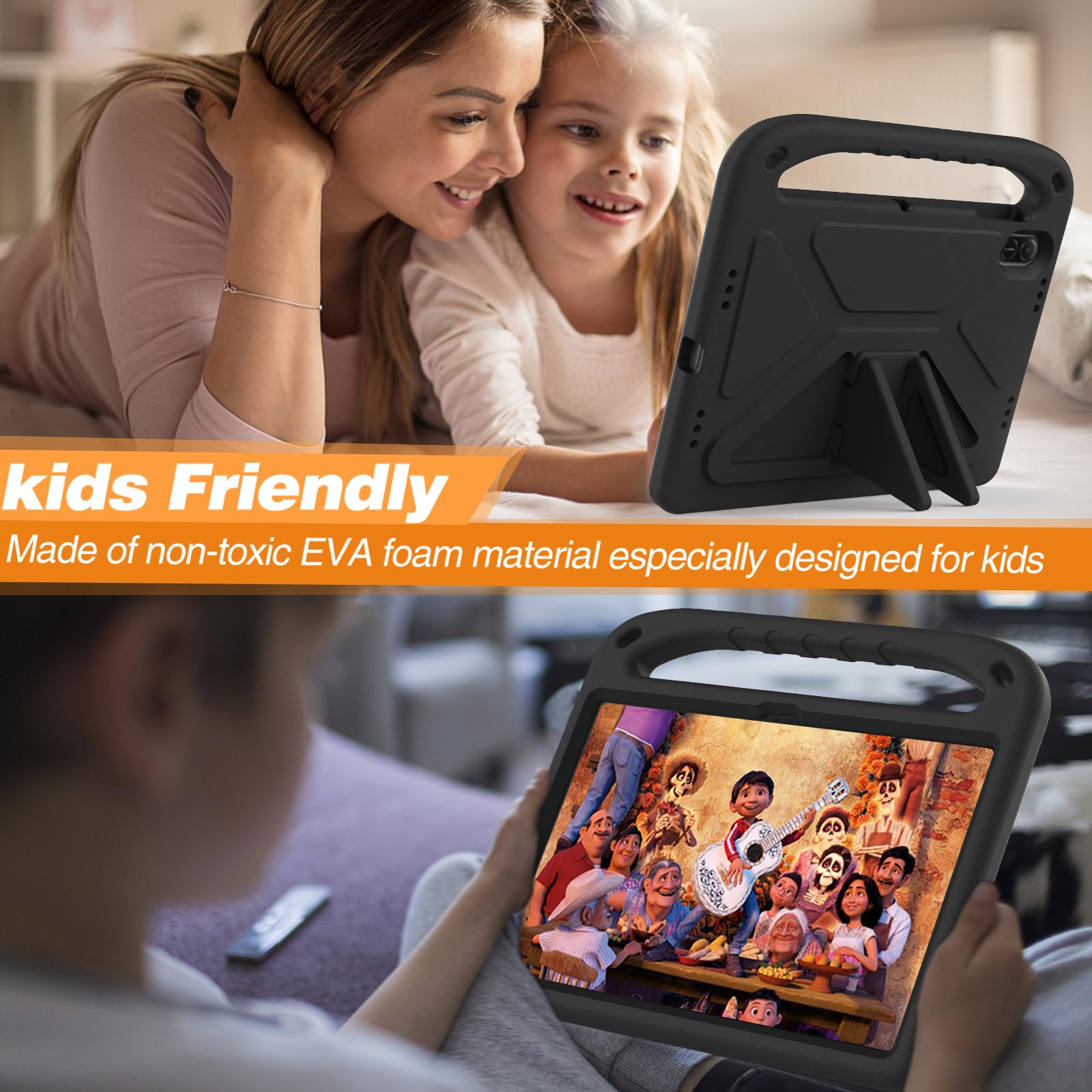 FDHYFGDY Custodia per Honor Pad X8a/Honor Pad X8b Cover, Custodia Leggera e Resistente Antiurto con Maniglia per Il Trasporto, Robusta Cover Protettiva per Bambini e Adulti,Nero