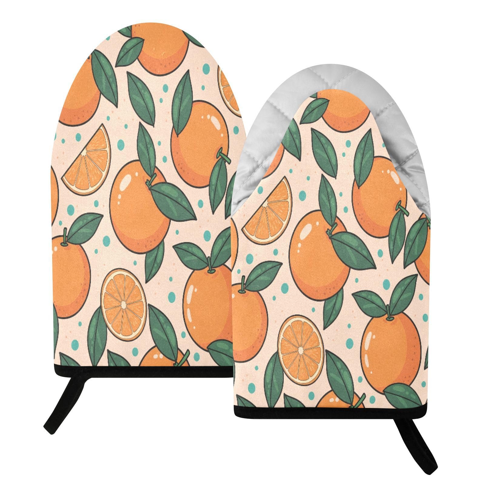 BURSTDDY Cartoon Orange Oven Mitt,Heat Resistant Kitchen Mitts for Cooking