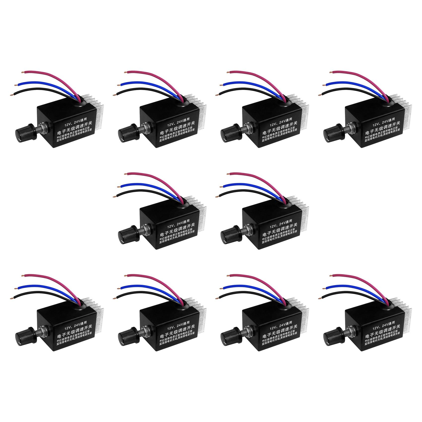 Jnchdghwa As Shown 10Pc Motor Speed Regulator Dc 12V/24V 10 A Motor Speed Controller Switch For Car Truck Fan Heater Control