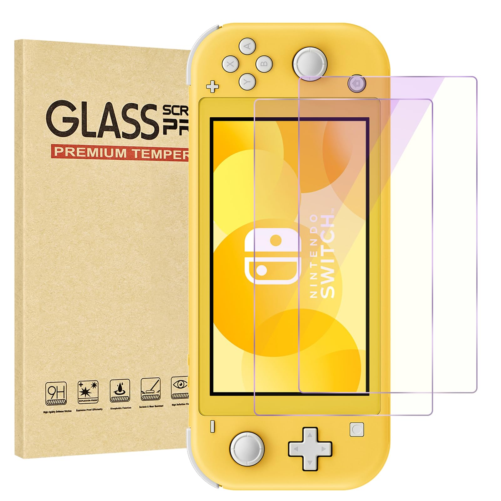 2-Pack Blue Light Blocking Screen Protector for Switch Lite Model 2019 [5.5 Inch]- Anti Glare, Anti Scratch,Anti Fingerprint, Eye Protection Film,HD Clear, Bubble Free, 9H Hardness