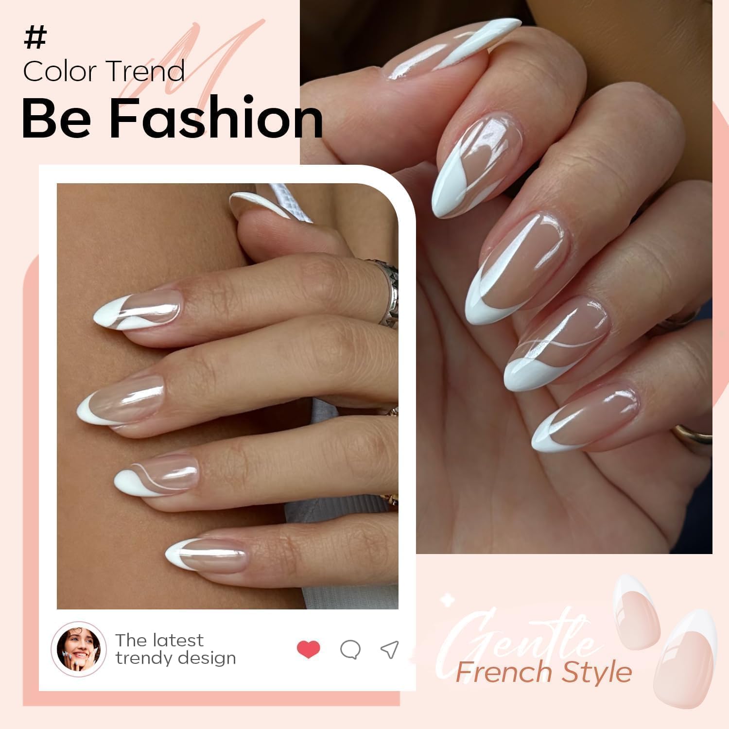 modelones French Tip Gel Nail Polish Set 2 Pcs 15ml Milk White and Nude Pink French Manicure Kit Jelly Nude Soak Off UV Natural Base Color Gel Polish Nail Art Home DIY Gift for Women: 2pcs Clear Gold 3D Ge 0.25 Fl Oz (Pack of 2)
