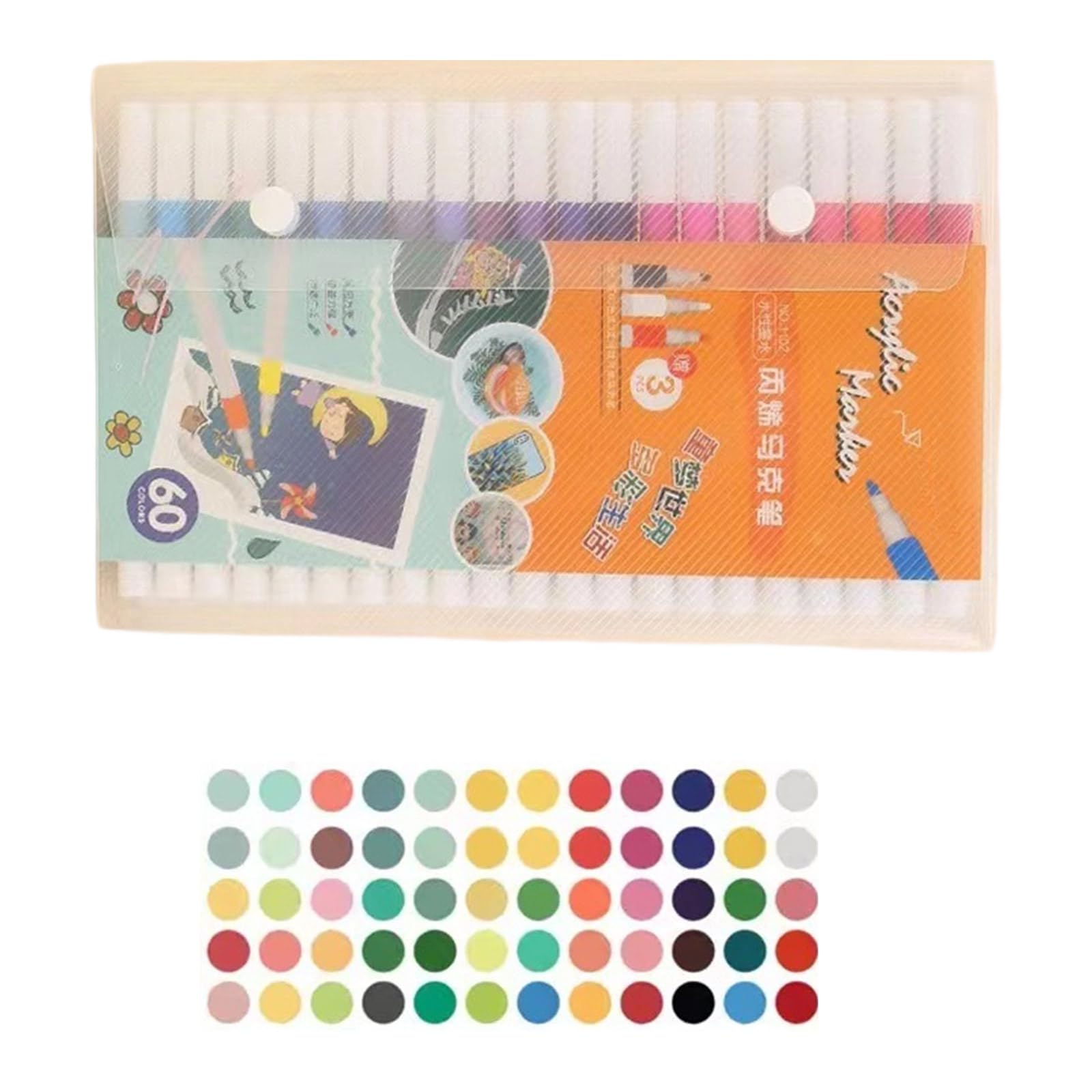 Buxuaaaa Quick-Drying Acrylic Paint Markers 36/48 / 60 Colors Art Pens for Drawing, Kids Coloring Projects Acrylic Paint Pen