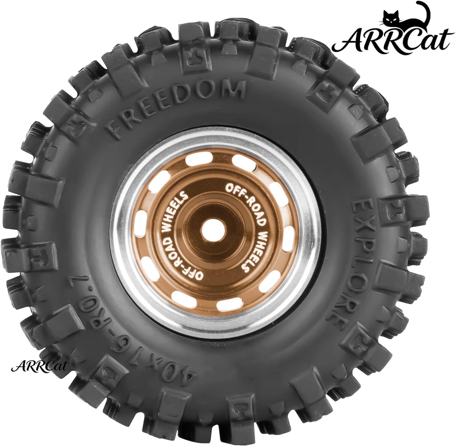 Aluminum 0.7 Beadlock Wheels Tires for 1/30 SCX30 1/32 Red cat Ascent-32 RC Crawler,0.7" Rings Deep Dish Wheel Rims & Rubber Tires - RC Off Road Buggy Rally Truck Wheels and Tires,Bronze(4Pcs)