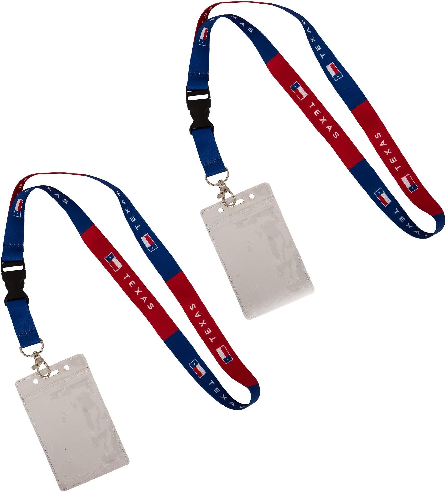 State of Texas Flag Lanyard 2-Pack Waterproof Zip Card Ship Pass ID Holder Mens Womens Kids Adult Detachable Breakaway Snap Buckle (Cruise)