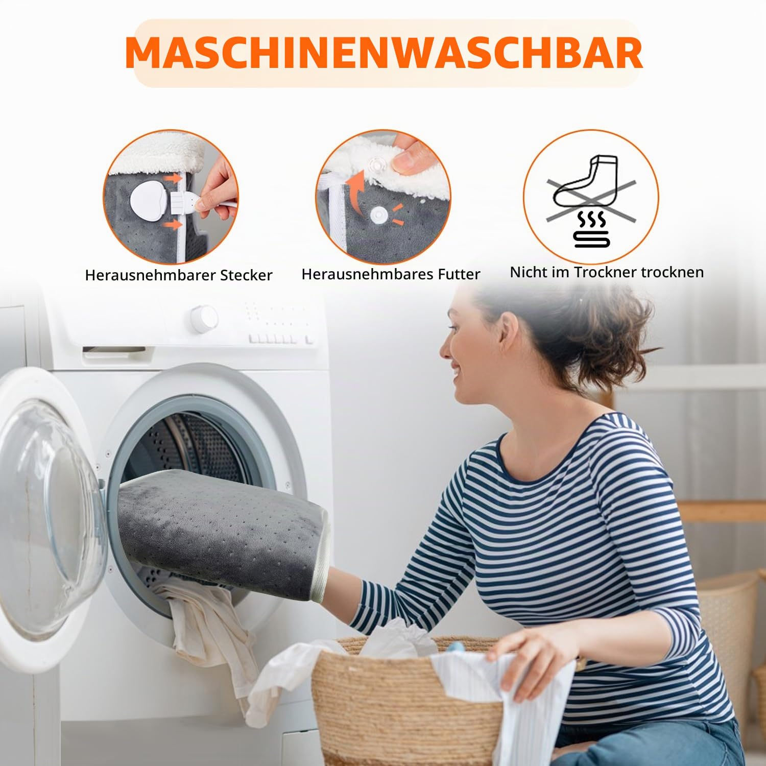 Elektrischer Fußwärmer mit 6 Temperaturstufen und 4 Timerstufen, Flauschiger Flanellstoff, Abschaltautomatik sowie Überhitzungsschutz, Perfekt für Winter, Zuhause und Büro bei kaltem Wetter