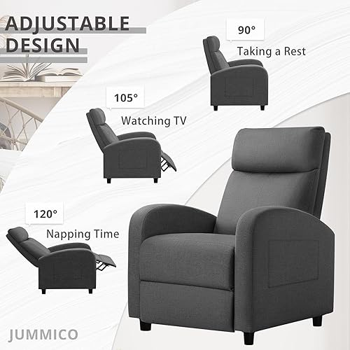 Miniatura 7 de JUMMICO Silla reclinable ajustable para cine en casa, sofá reclinable individual con cojín de asiento grueso y respaldo, moderno sillón reclinable
