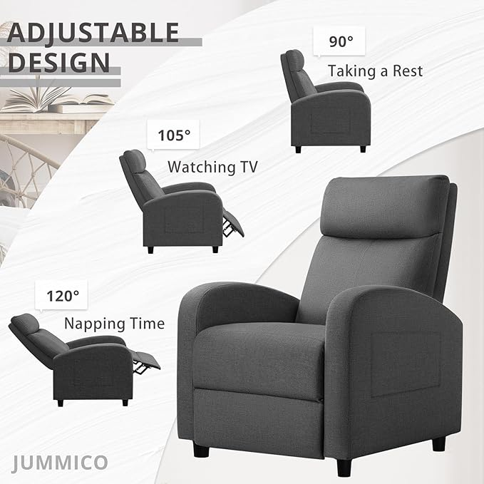 Sillón Reclinable Tapizado con Cojín Grueso - Gris Aurora miniatura 7
