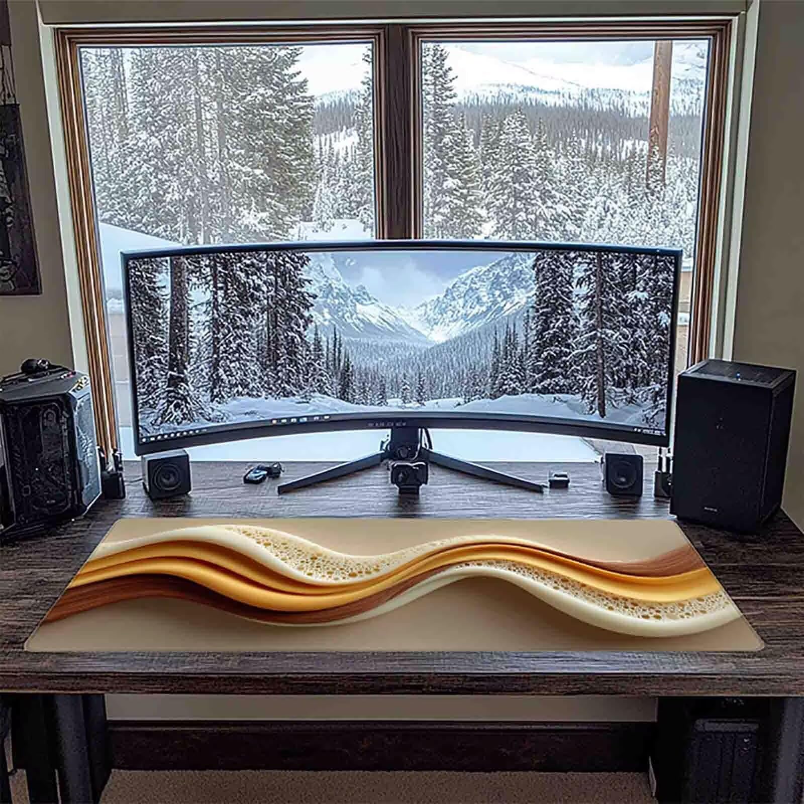 Tappetino Mouse XXL 1000x500mm Marrone Mousepad Astratto Tappetino Scrivania Grande, con base in Gomma Antiscivolo, Impermeabile Sottomano Scrivania per Computer, Ufficio, Accessori Gaming 5-5446i