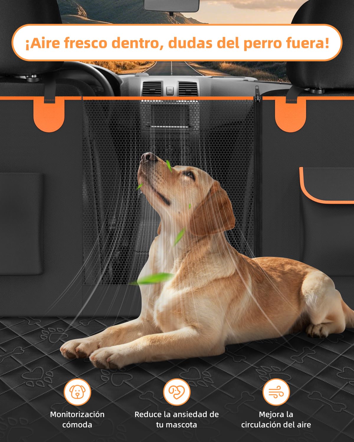 Funda Coche Perro Impermeable Protector Coche Perros Asiento Trasero Resistente al Agua y a los Arañazos Cubre Asientos Coche Perro Ajuste Universal para la Mayoría de Turismos, Suv y Camiones