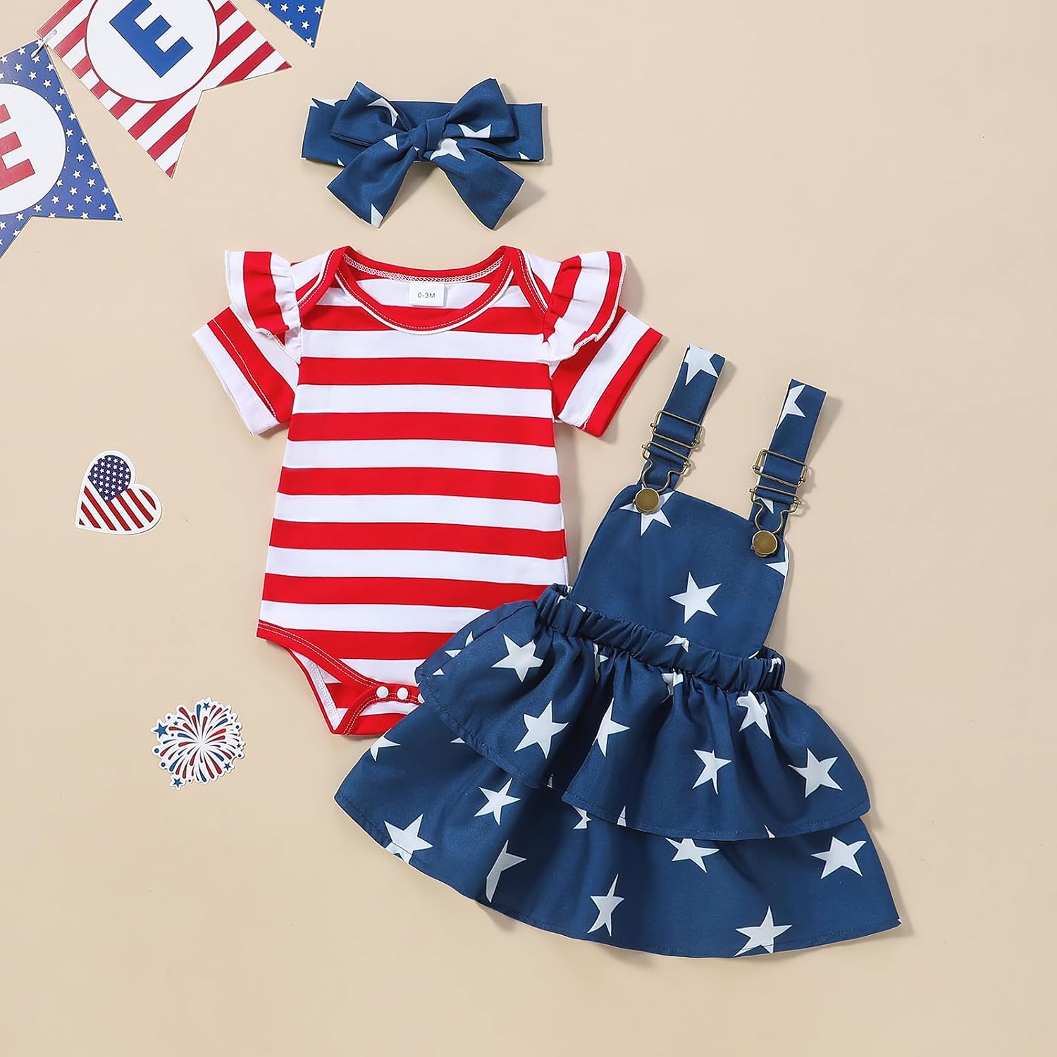 Baby Girl 4th Of July Outfit Newborn Fourth Of July Romper Skirt Set Independence Day Clothes
