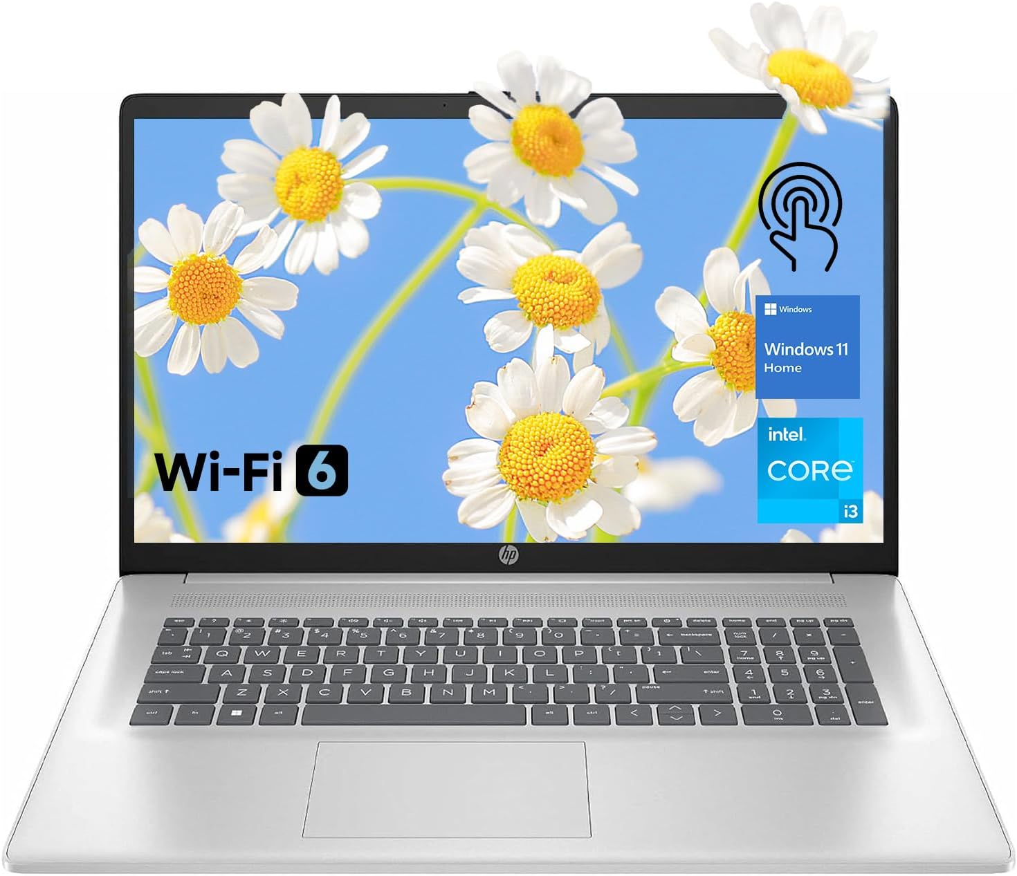 HP 17.3" Touchscreen Laptop, 8-Cores Intel Core i3-N305, 16GB RAM, 128GB eMMC + 1TB SSD, Numeric Keypad, Webcam, HDMI, Wi-Fi 6, Windows 11 Home, Silver