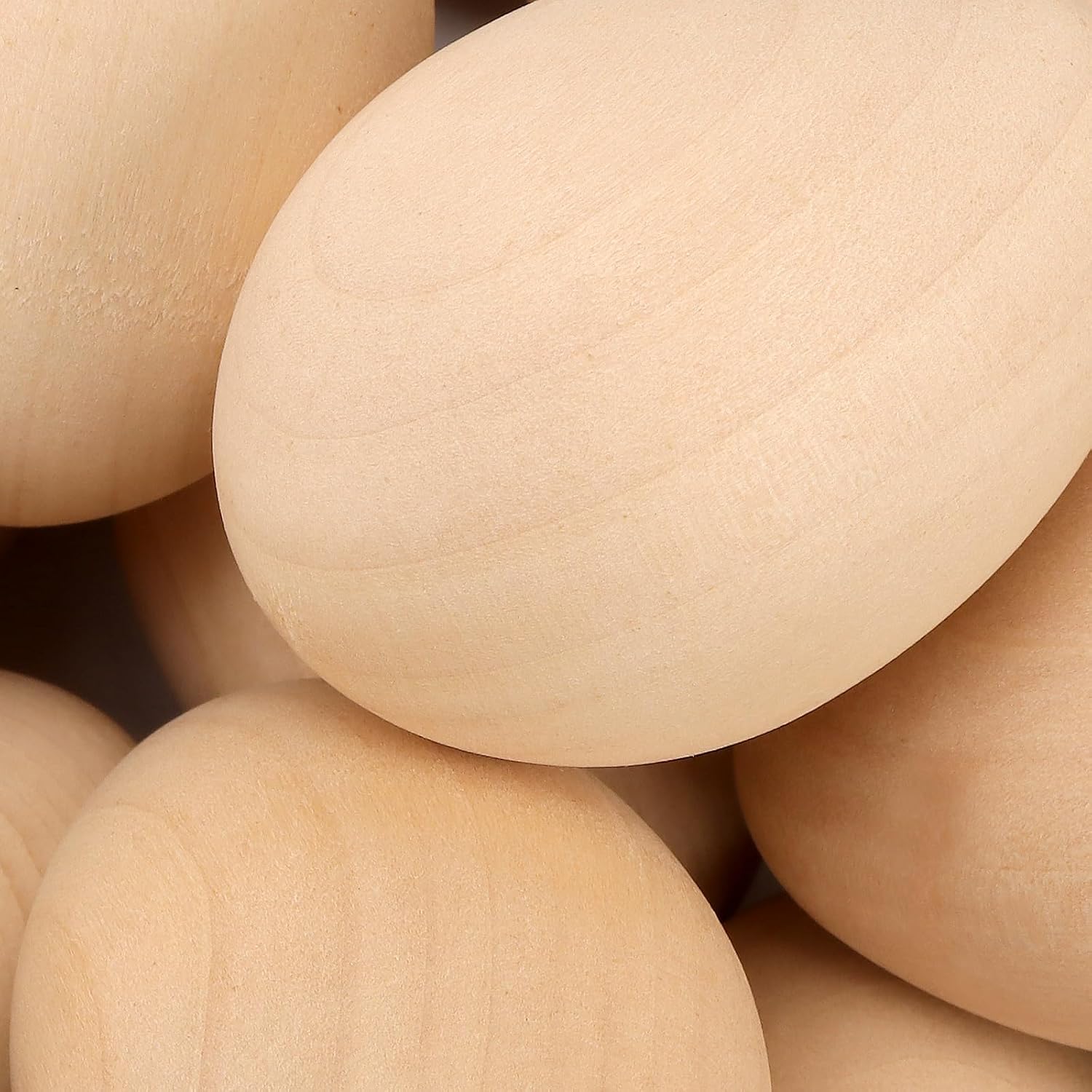 SOUJAP 50 PCS Wooden Eggs for Crafts, 2.4 x 1.7 Inches Unfinished Easter Wood Egg for Paniting, DIY, Decor