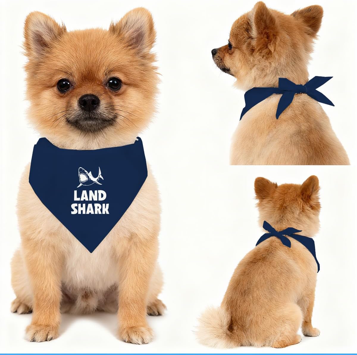 Land Shark Dog Bandana, Dark Blue Pet Dog's Scarf Accessories, Dog's Bandana for Small Medium Dogs, Funny Pet Triangle Scarf for Boy and Girl image 4