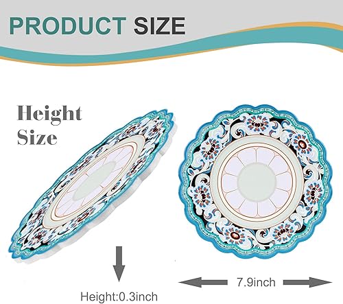 Miniatura 2 de Arly Ceramic Trivets for Hot Pots and Pans, Kitchen Accessories for Table,Heat Resistant Decor Mat,Round 7.7 Inch Set of 2 0519