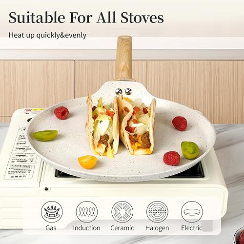 Miniatura 9 de Innerwell Sartén de acero inoxidable para crepas  Sartén antiadherente para crepas de 11 pulgadas, sartén de acero inoxidable con revestimiento de