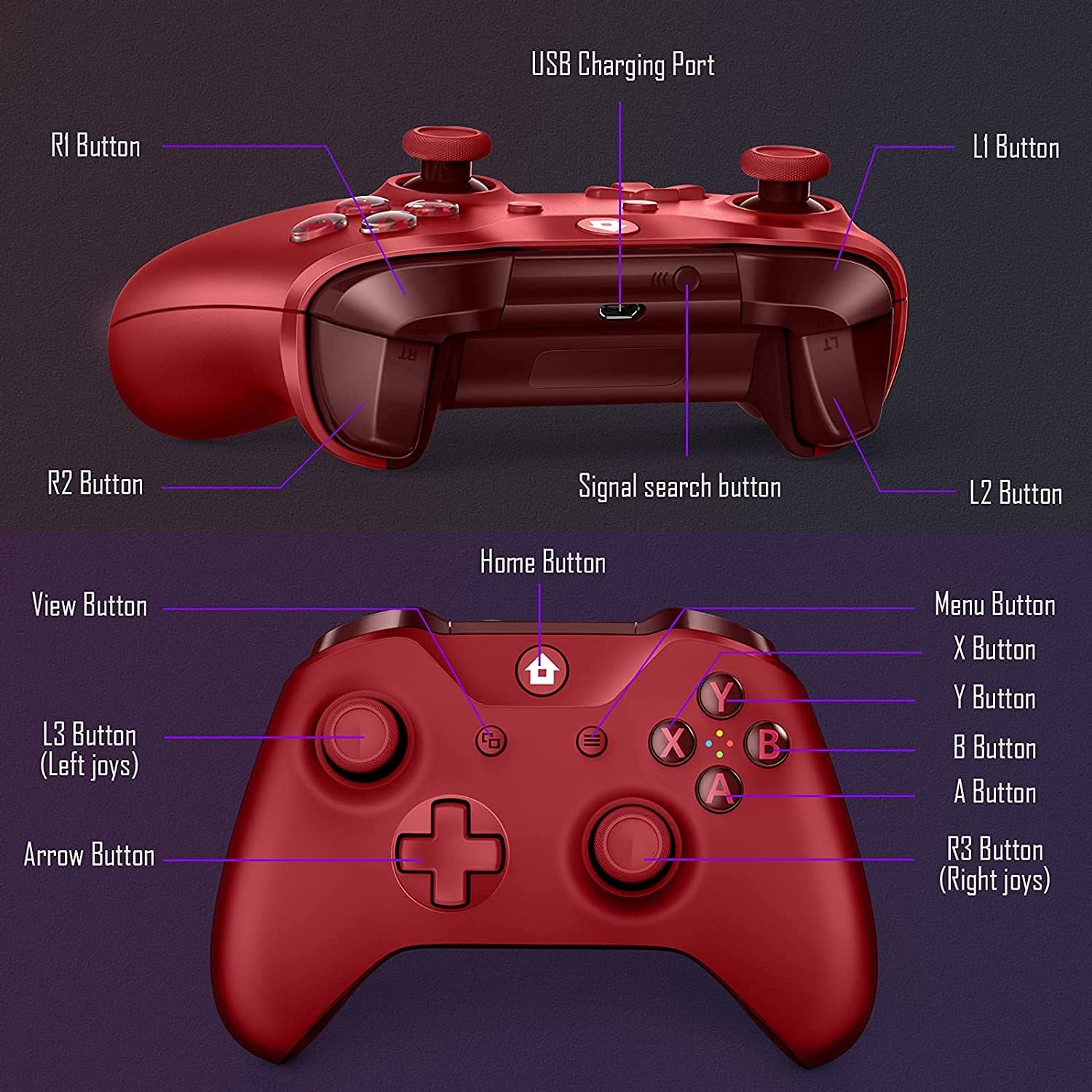 W&O Wireless Controller Compatible with Xbox One and Xbox One S/X, Compatible with Windows 7/8/10
