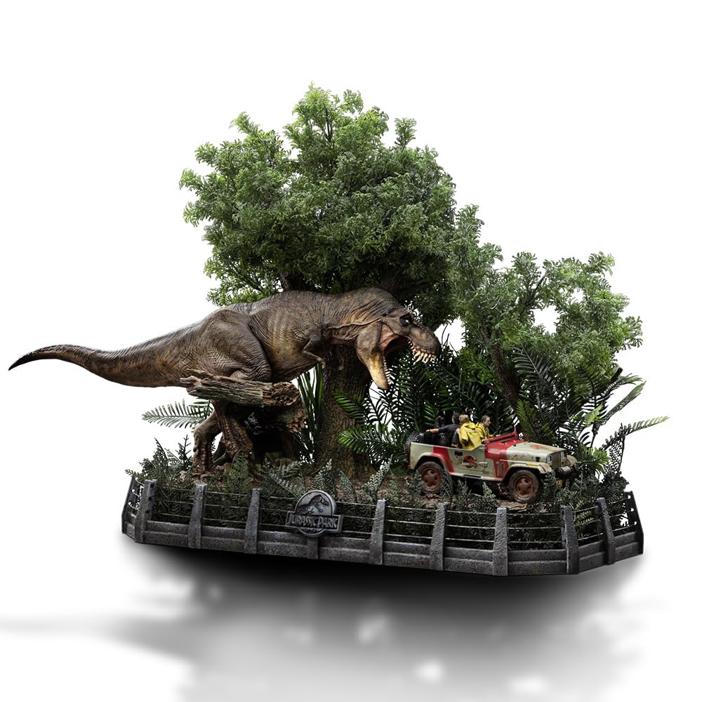 Iron Studios Collectible Statue Demi Scale 1/20 T-Rex Chase Scene - Jurassic Park Polystone Multicolor 23.6 inches 60cm