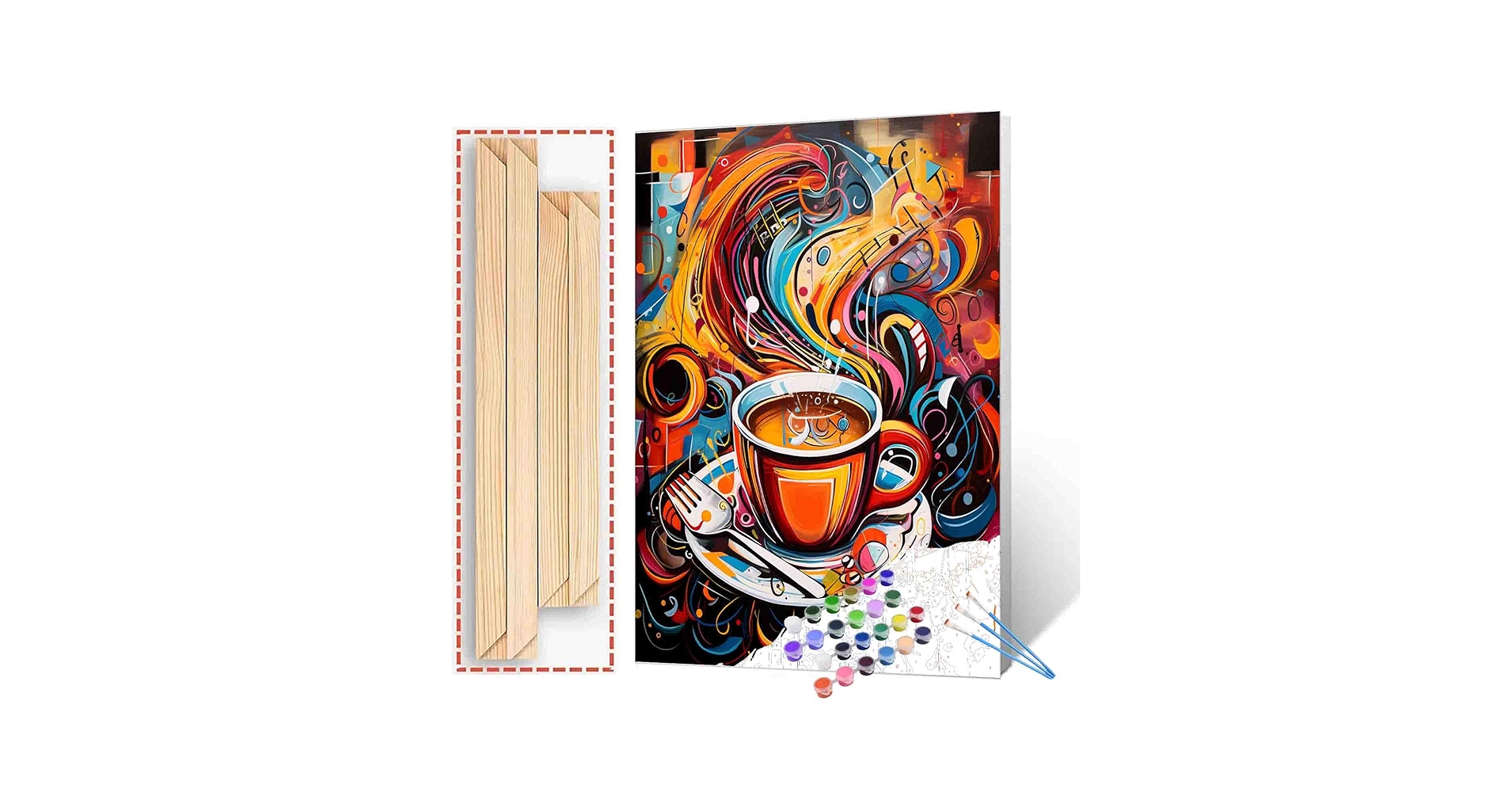 油彩画　coffee time Amazon.com: UOAIUDT Coffee Time Painting Canvas Wall Art