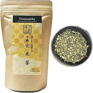 Zen no Ocha Genmaicha Tea - Japanese Loose Leaf Organic Green Tea Made in Kyoto Uji Japan (100g(3.53oz))