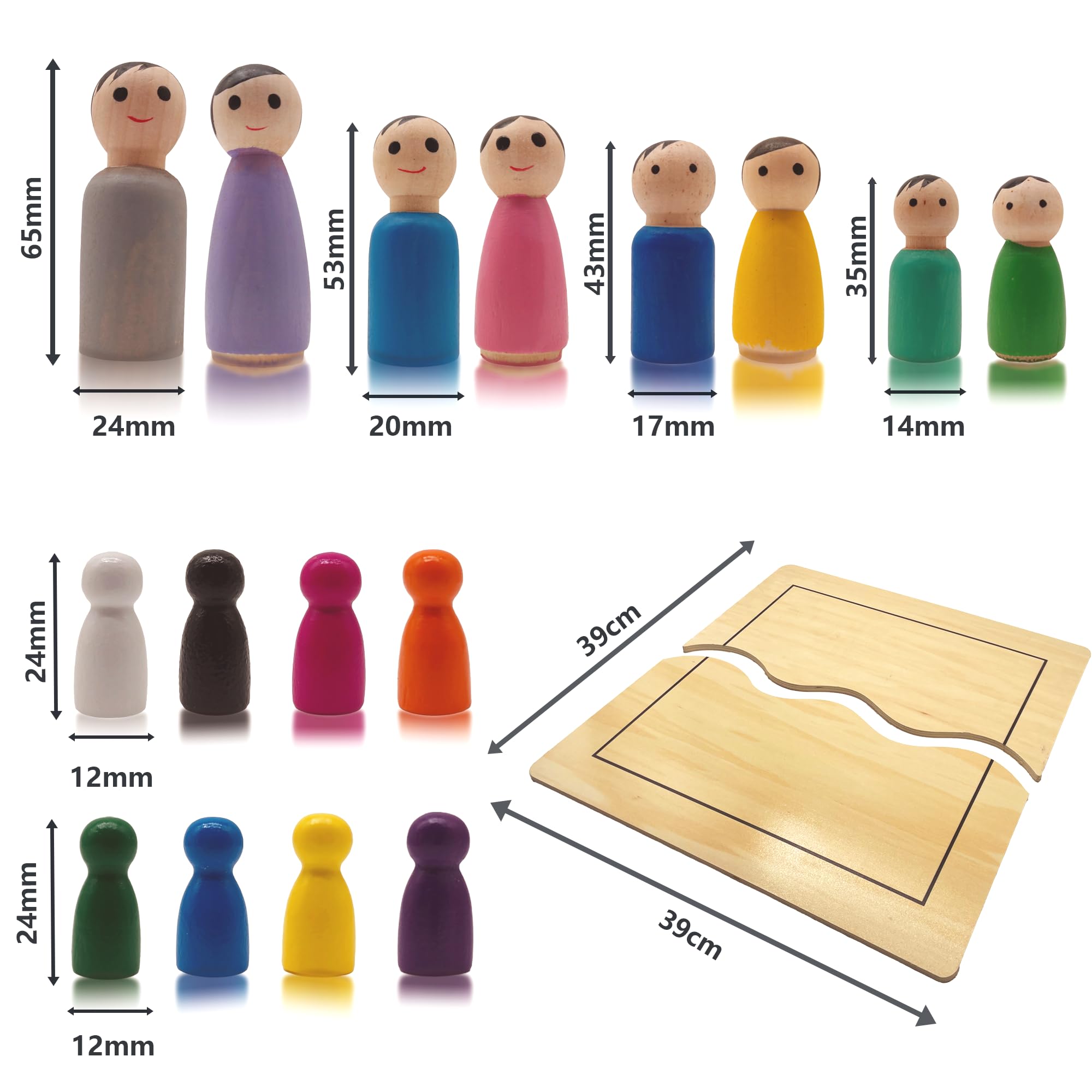 Hunmor Family Board for Standups with 30 Wooden Figures, Classic, XXL - Image 2