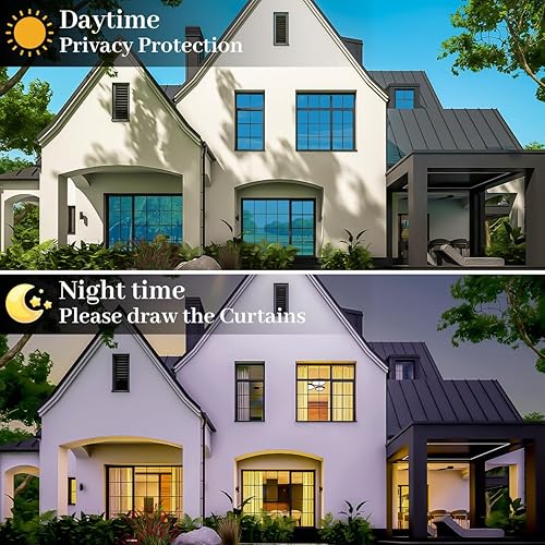 Miniatura 2 de Bloss Película reflectante unidireccional para ventana, privacidad diurna, no adherente, estática, tinte, anti UV, control de calor, película de