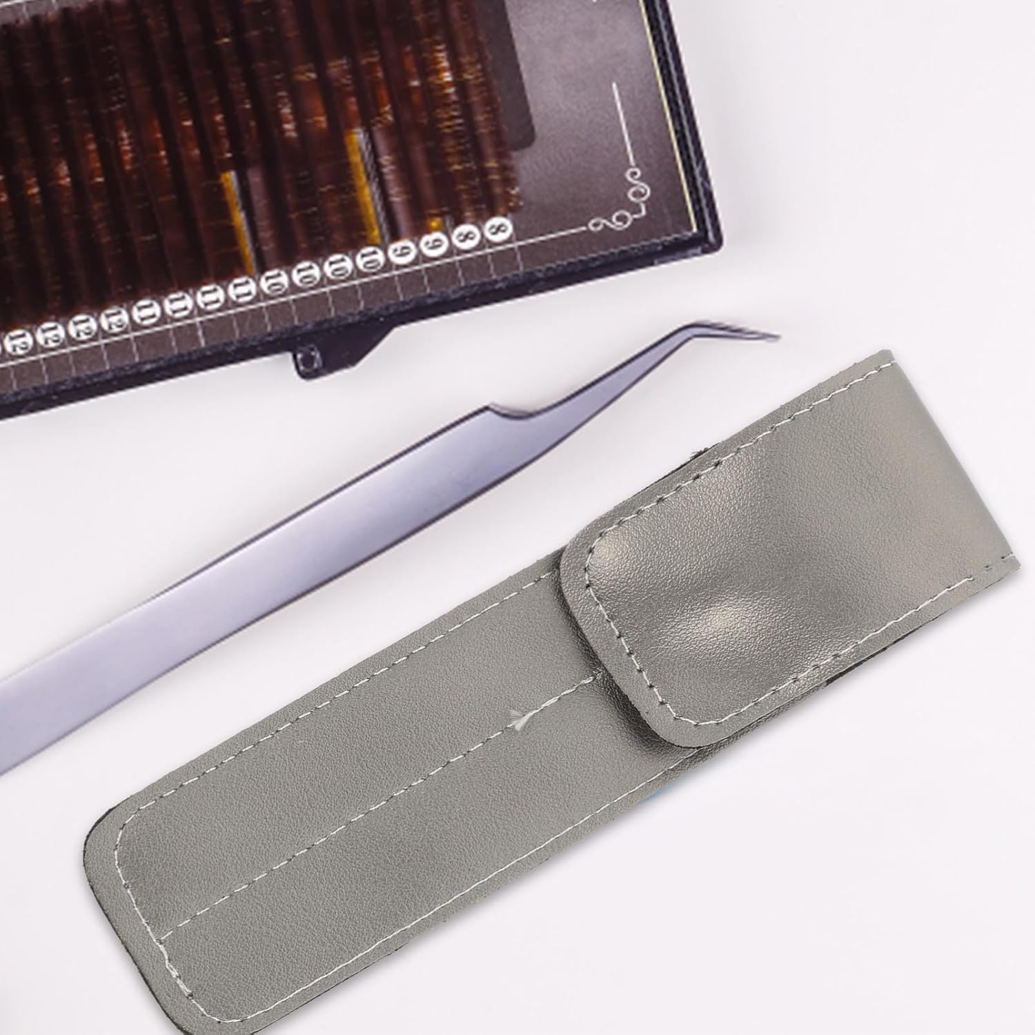KALLORY PU Eyelash Tweezers Storage Bag Magnetic Travel Pouch 3pcs image 5
