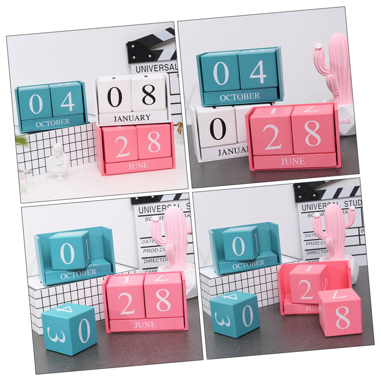 Lurrose 2 Stück Holz Tischkalender Mini Tischkalender Tischdekoration Für Den Schreibtisch Zuhause Rustikale Tischdekoration Schreibtisch Büro