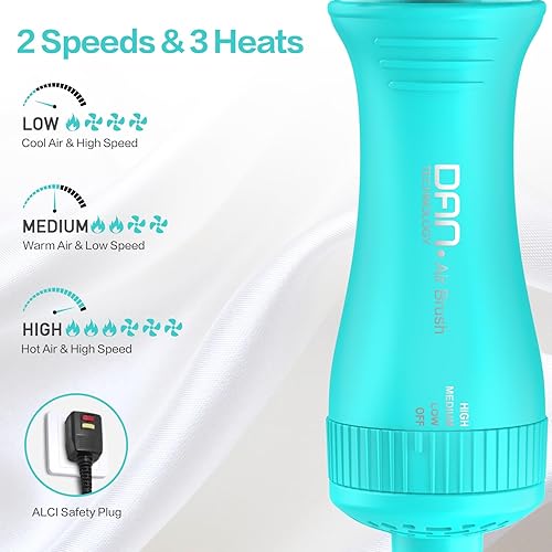Miniatura 4 de Dan Technology Cepillo secador de pelo, cepillo secador de pelo, cepillo de soplado de aire caliente, 120 V, 3 velocidades, forma ovalada,