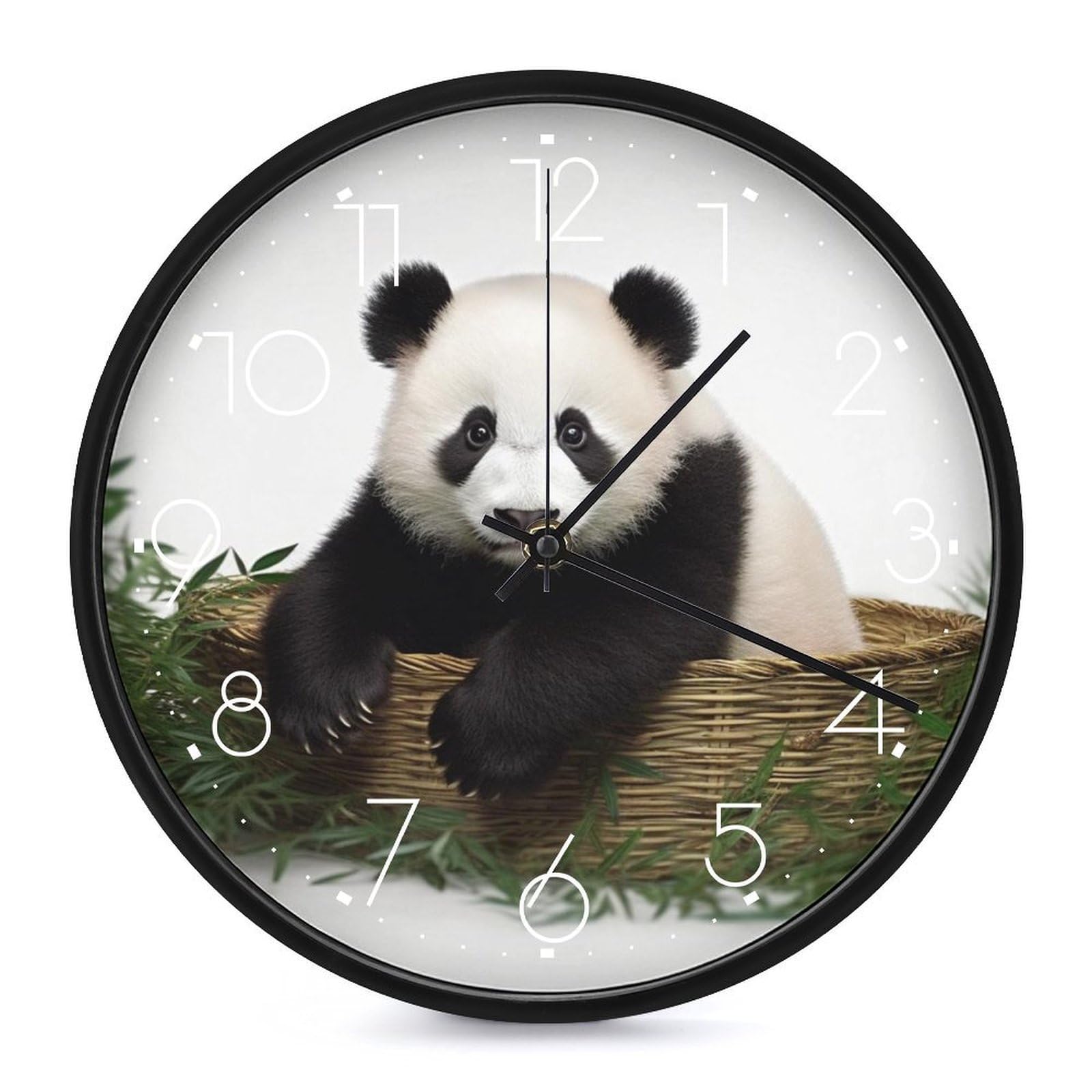 Horloge murale panda 25 cm silencieuse pour décorer la chambre d'enfant