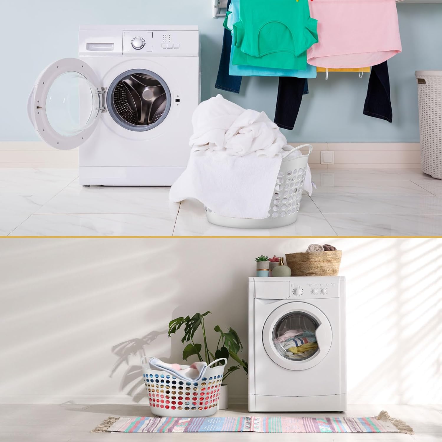 Suclain 3 Pcs Flexible Laundry Basket Set Carry Portable Flexible Laundry with Carrying Handles White Large Versatile Laundry for Bathroom College Dorm Laundry Room