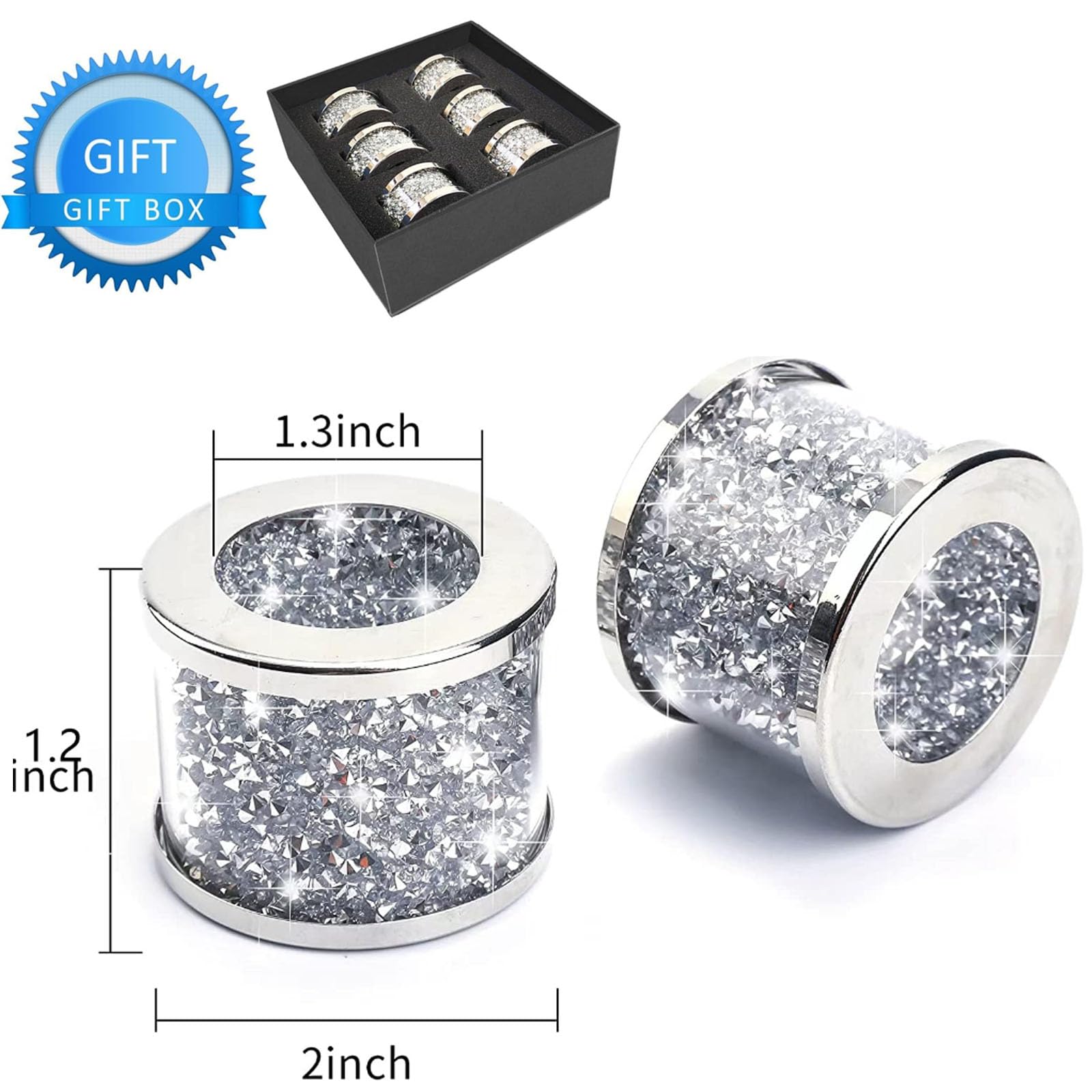 Set di 4 portatovaglioli in cristallo per eleganti tavoli – Portatovaglioli decorativi con strass, ideali per ricevimenti di nozze, cene, riunioni di famiglia, fibbie per tovaglioli in argento (6)