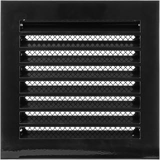 8" x 8" Inch Square Black Galvanized Steel Ventilation Grille with Metal Mesh (Duct 8" x 8"/Grille 10" x 10") HVAC - Heating, Cooling Air Intake Louvered Vent - Exhaust Outdoor Vent System Duct Cover