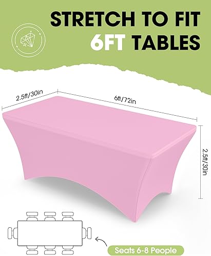 Miniatura 2 de Pureegg Mantel de elastano de 6 pies, paquete de 2, paño ajustado y ajustado para mesa rectangular, sin arrugas y elástico para fiestas, bodas,