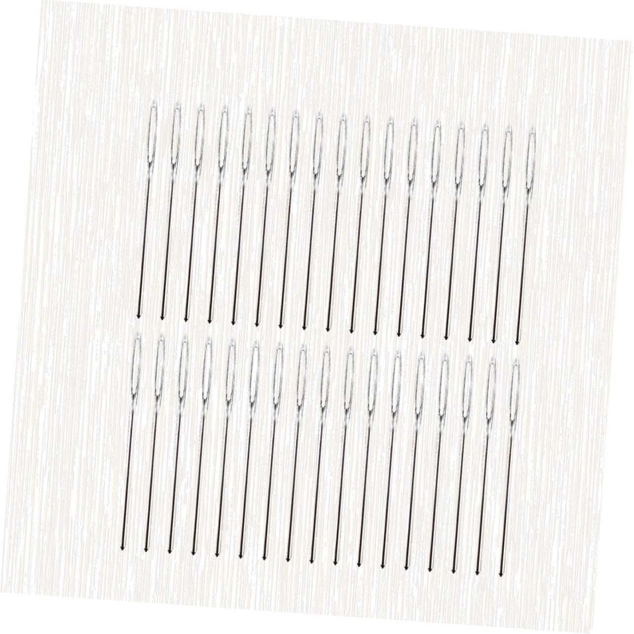 TEHAUX 100pcs Blunt Steel Needles Large-Eye Sewing and Embroidery Needles for Knitting Leather Sewing and Craft Projects Easy Threading Convenient Storage