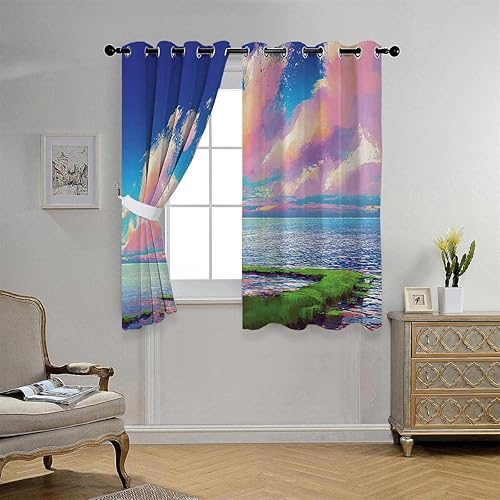 Miniatura 3 de Blackout for Bedroom Lakehouse Decor Collection Grommet Short Soundproof Door Blanket Cortinas para Ventanas De Cuarto 85Inch Width by 108Inch
