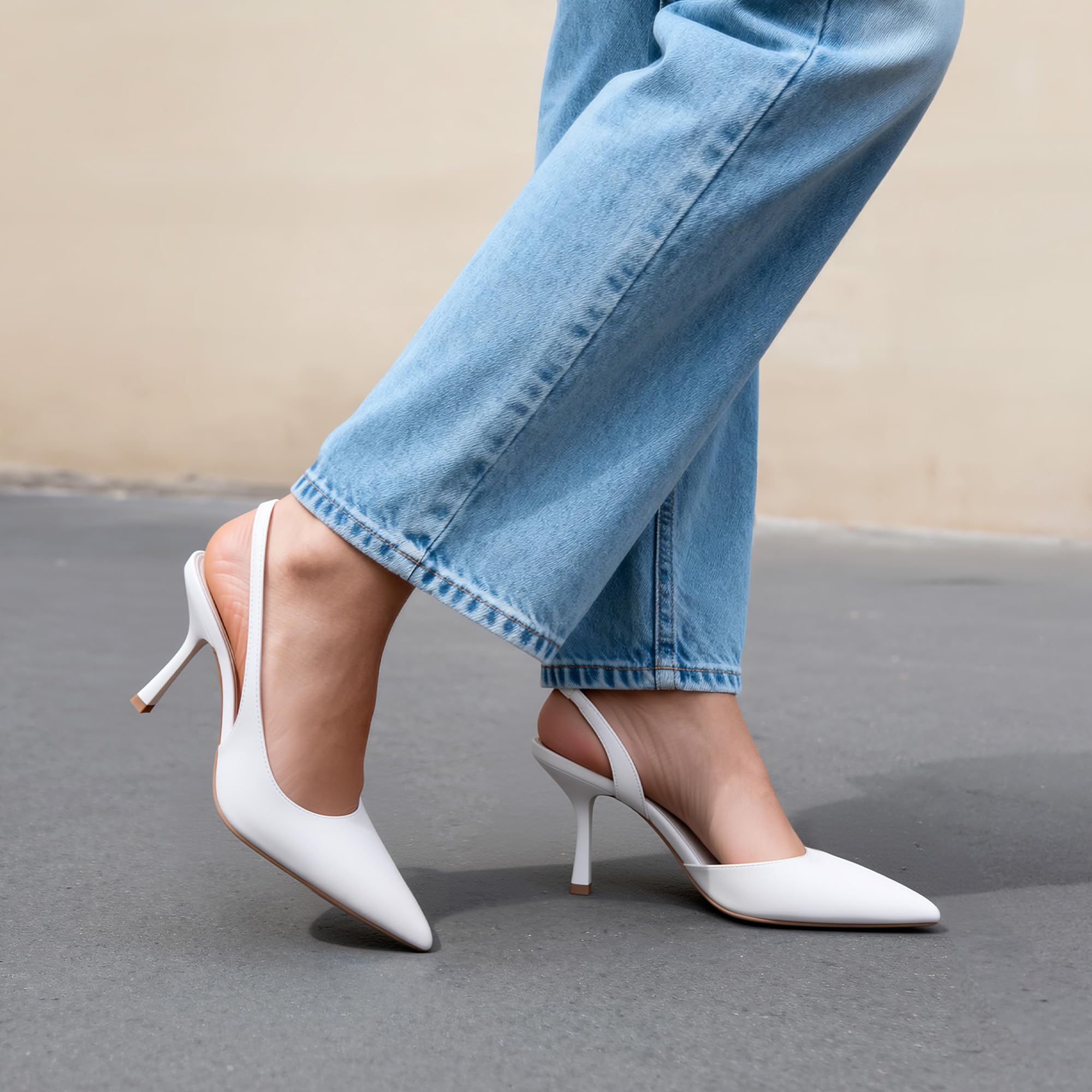 DREAM PAIRS Escarpins Femme Slingback Talon Aiguille Élégants Bout Pointu Style D'Orsay, Chaussures Habillées Mode Chic pour Bureau Soirée Confortables