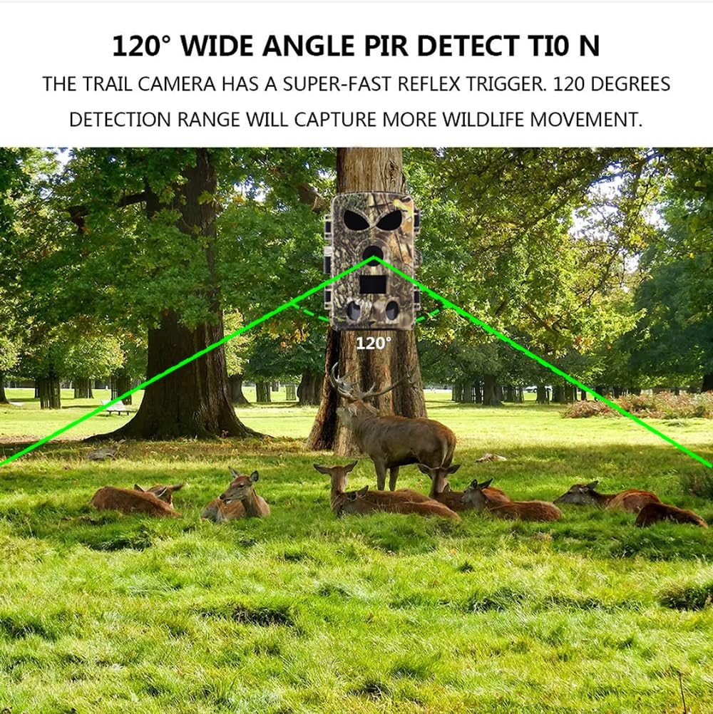 Wildkamera mit Handyübertragung APP, 5K 64MP HD WLAN Bluetooth mit 32GB Speicherkarte, Wildkamera mit Bewegungsmelder Nachtsicht, 0.1s Auslöser, IP67 Wasserdicht, 130° Weitwinkel