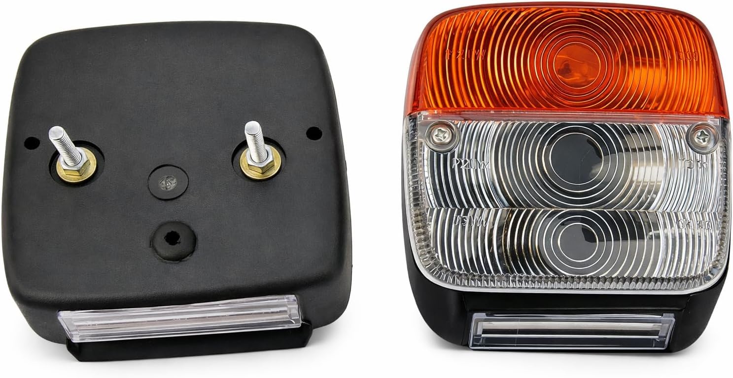 Coppia di luci anteriori per trattore, 12 Volt, per trattore Deutz Fahr, trattore Massey Ferguson, trattore Fiat, luci per trattore ambra (ambra/trasparente) (12 Volt)