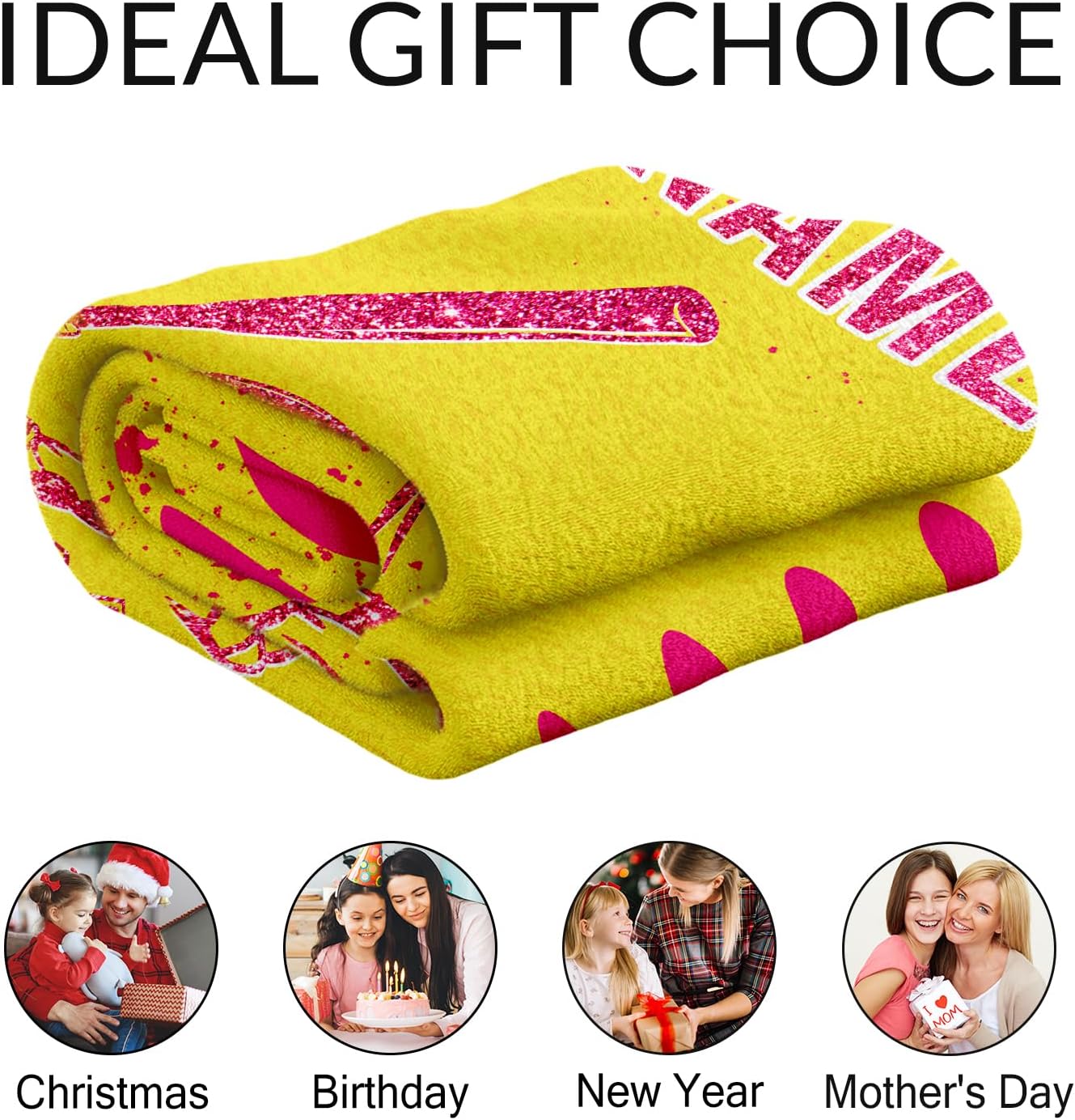 Custom Softball Gifts for Girls 8-12 - 50x60 Inches Softball Throw Blanket for Teen Girls - Yellow Warm Cozy Blankets for Couch, Bed & Travel