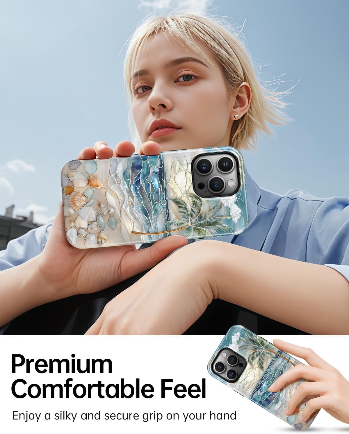 for iPhone 12 Pro Max Case, Beach Ocean Seashell Summer Tropical Phone Case, Compatible with Magsafe, Trendy Aesthetic Magnetic Slim Silicone Shockproof Protective Women Girl Cover - Image 6